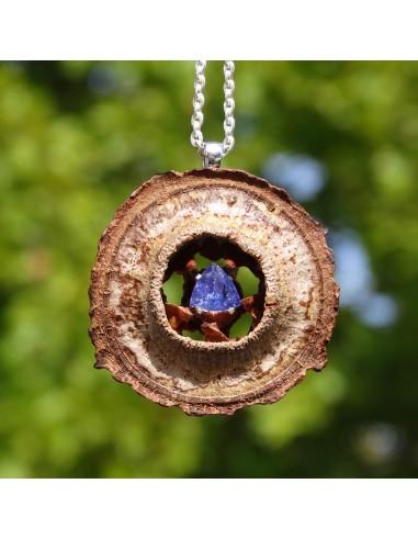 Tanzanite necklace with eucalyptus