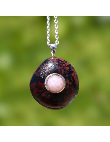 Boho necklace with rose quartz,...